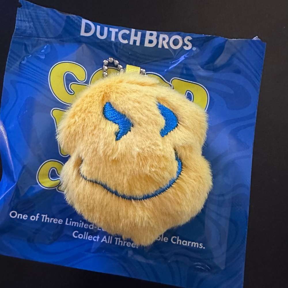Dutch Bros Yellow Smiley Bag Charm